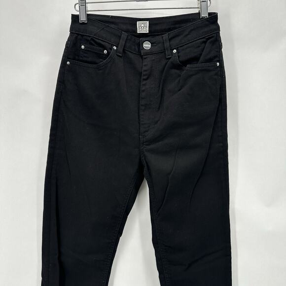 Toteme Classic Black Denim High Rise Slim Straight Jeans Size 28 Modern Preppy - Picture 5 of 12